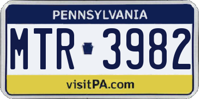 PA license plate MTR3982
