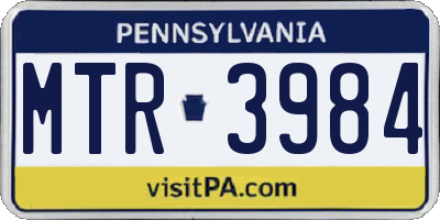 PA license plate MTR3984