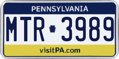 PA license plate MTR3989