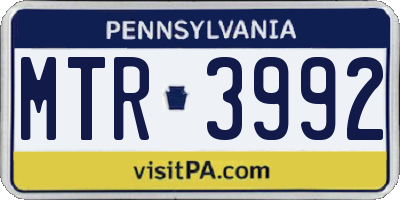 PA license plate MTR3992
