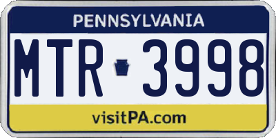 PA license plate MTR3998