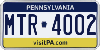 PA license plate MTR4002