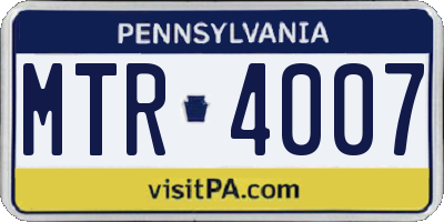 PA license plate MTR4007