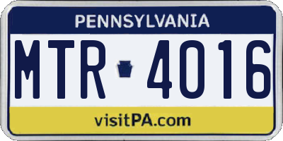 PA license plate MTR4016