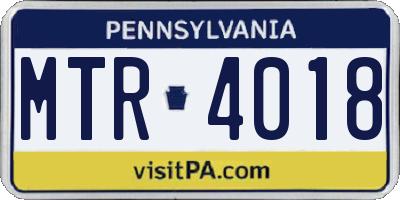 PA license plate MTR4018