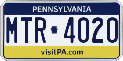PA license plate MTR4020