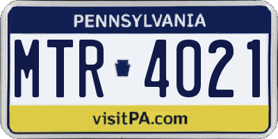 PA license plate MTR4021