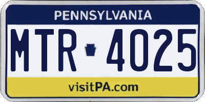 PA license plate MTR4025