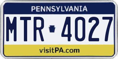 PA license plate MTR4027