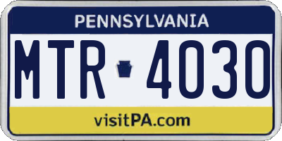 PA license plate MTR4030