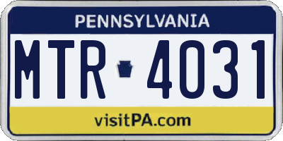 PA license plate MTR4031