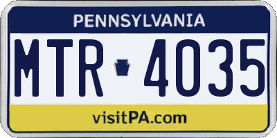 PA license plate MTR4035