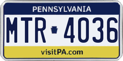 PA license plate MTR4036