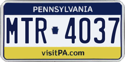PA license plate MTR4037