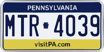 PA license plate MTR4039
