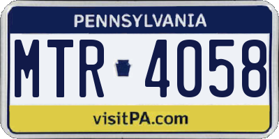 PA license plate MTR4058