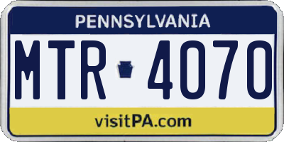 PA license plate MTR4070