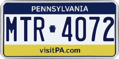 PA license plate MTR4072