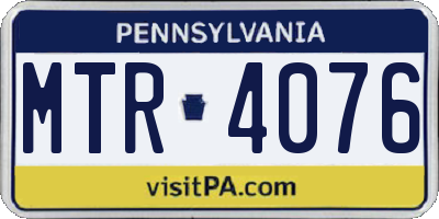 PA license plate MTR4076