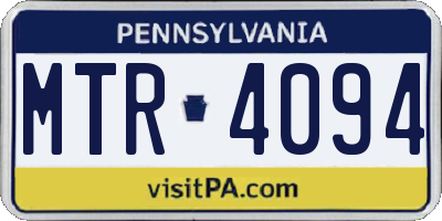 PA license plate MTR4094