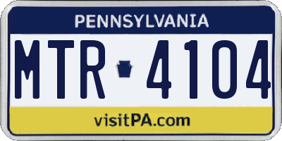 PA license plate MTR4104