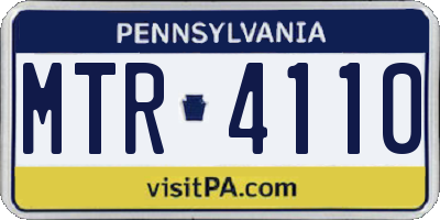 PA license plate MTR4110