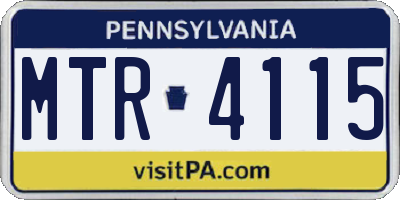 PA license plate MTR4115