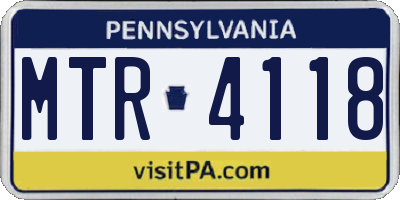PA license plate MTR4118