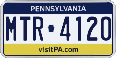 PA license plate MTR4120