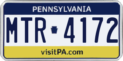 PA license plate MTR4172