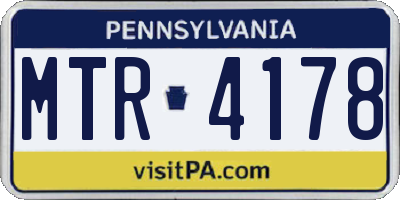 PA license plate MTR4178