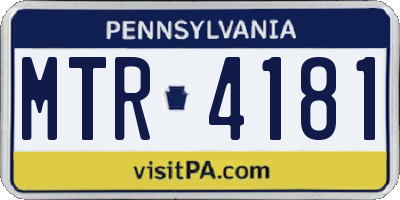 PA license plate MTR4181