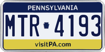 PA license plate MTR4193