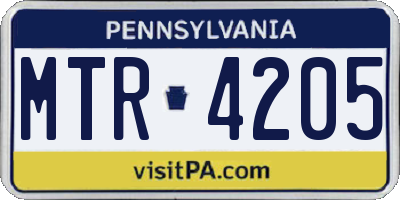 PA license plate MTR4205
