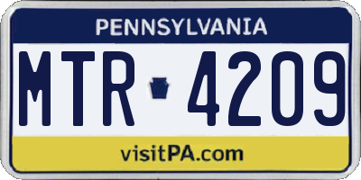 PA license plate MTR4209