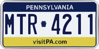 PA license plate MTR4211