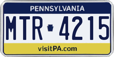 PA license plate MTR4215