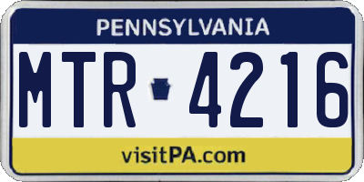 PA license plate MTR4216