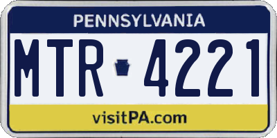 PA license plate MTR4221