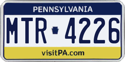 PA license plate MTR4226