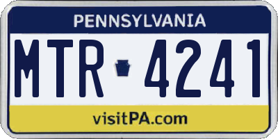 PA license plate MTR4241