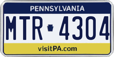 PA license plate MTR4304