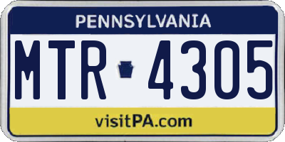 PA license plate MTR4305