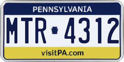 PA license plate MTR4312