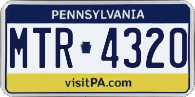 PA license plate MTR4320