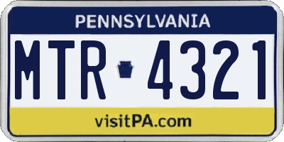 PA license plate MTR4321