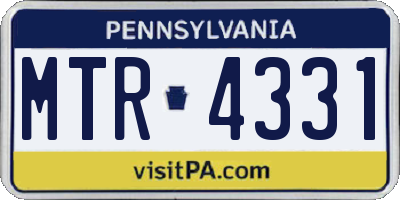 PA license plate MTR4331
