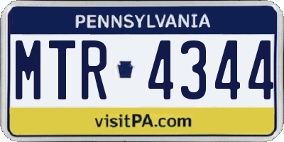 PA license plate MTR4344