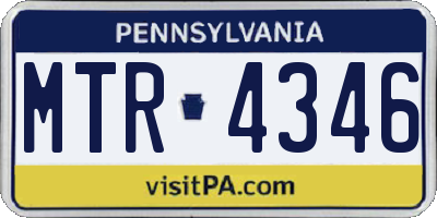 PA license plate MTR4346