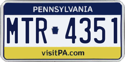 PA license plate MTR4351